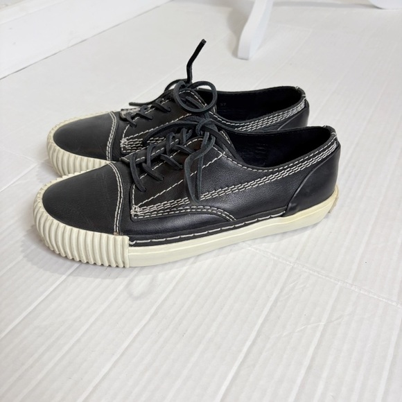 Alexander Wang Perry Low Black Sneakers Black Leather Size 7 Size EU 37 Creeper - Picture 1 of 13